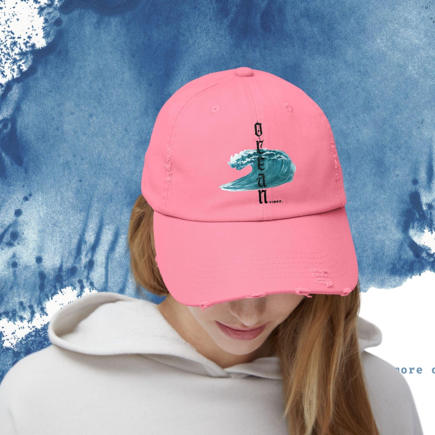 Ocean Vibes Unisex Distressed Cap