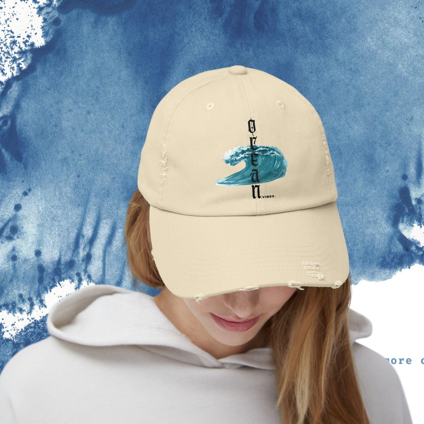 Ocean Vibes Unisex Distressed Cap