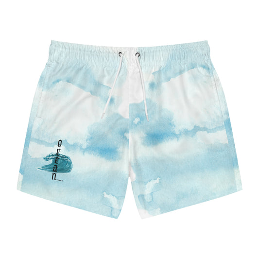 Ocean Breeze Swim Trunks - Relaxing Cloudy Design for Beach Days