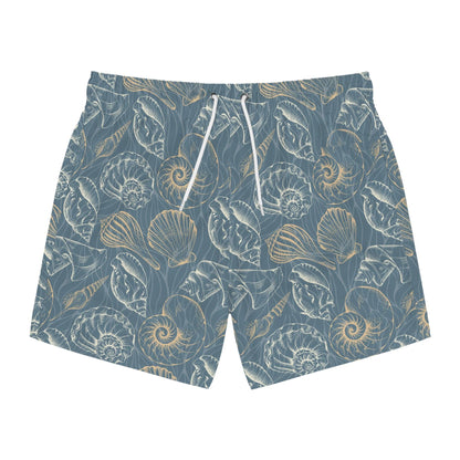 Beach-Ready Swim Trunks with Nautical Shell Print