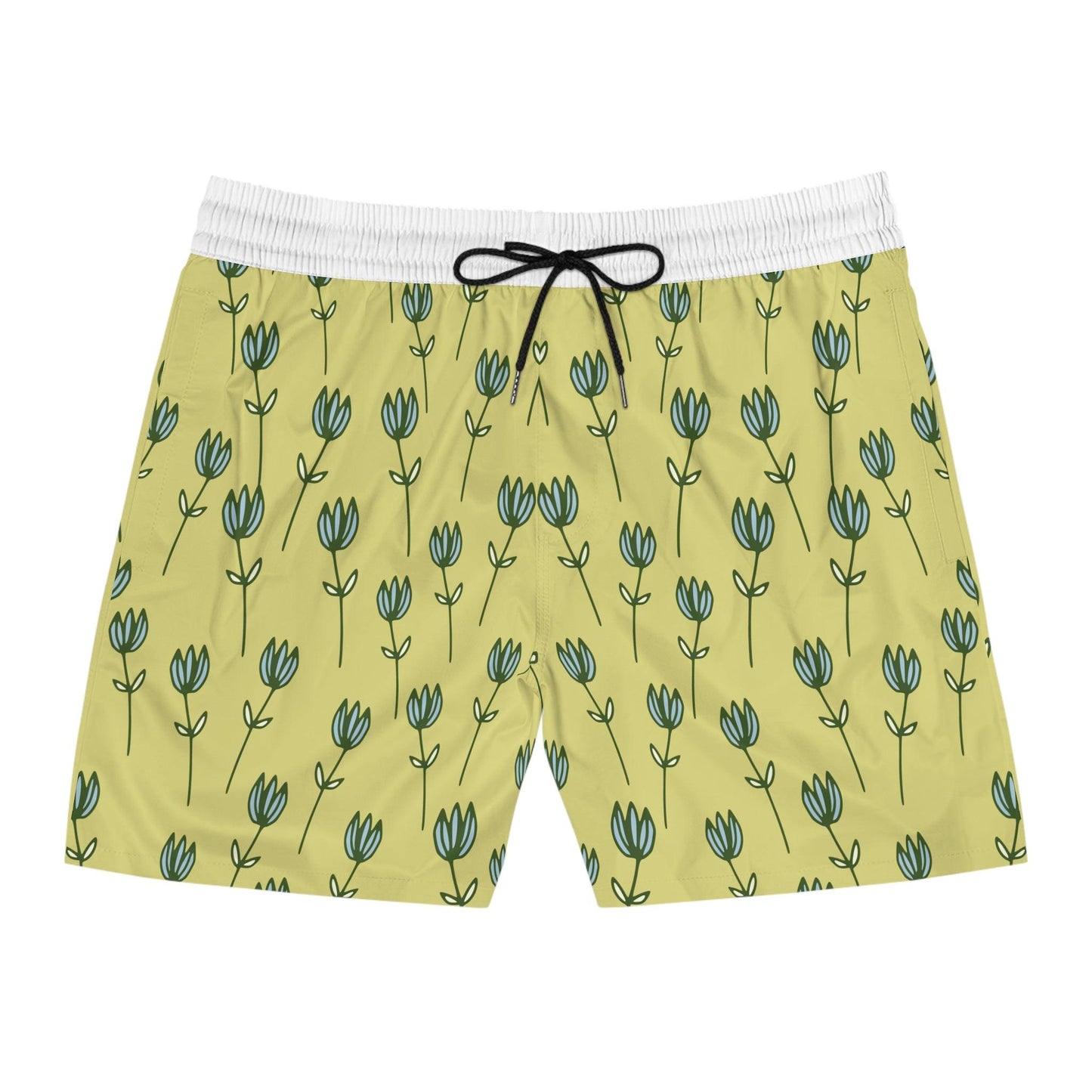 Floral Patterned Mid-Length Swim Shorts for Men