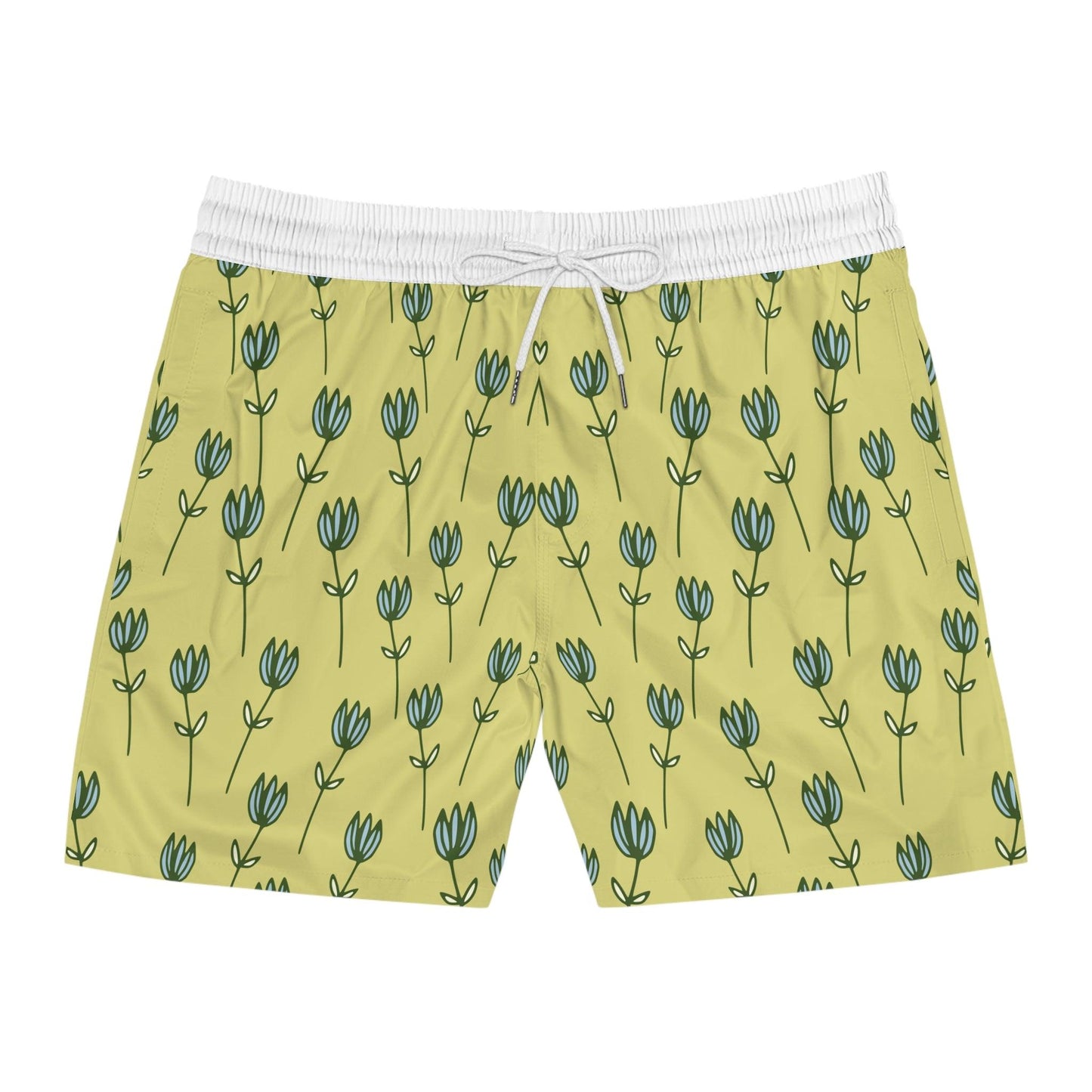 Floral Patterned Mid-Length Swim Shorts for Men