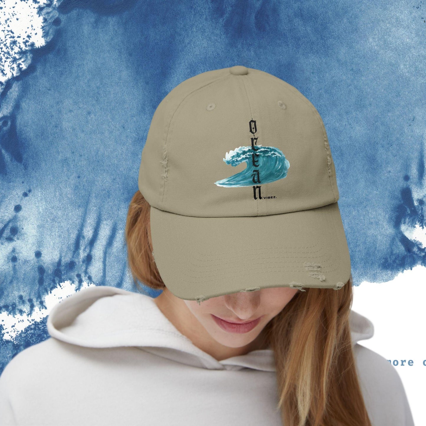 Ocean Vibes Unisex Distressed Cap