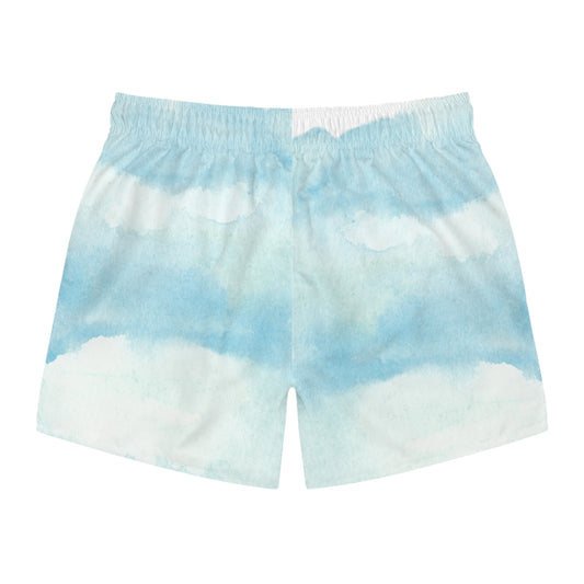 Ocean Breeze Swim Trunks - Relaxing Cloudy Design for Beach Days