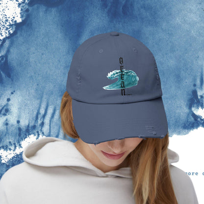 Ocean Vibes Unisex Distressed Cap