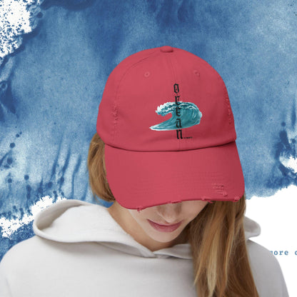 Ocean Vibes Unisex Distressed Cap