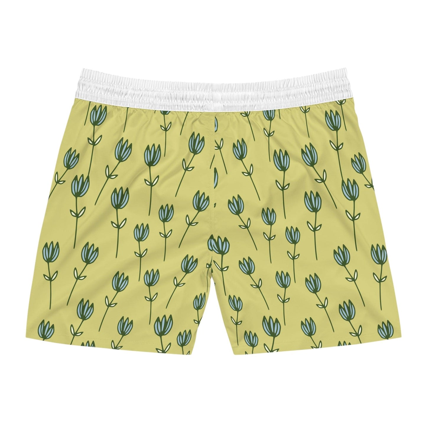 Floral Patterned Mid-Length Swim Shorts for Men